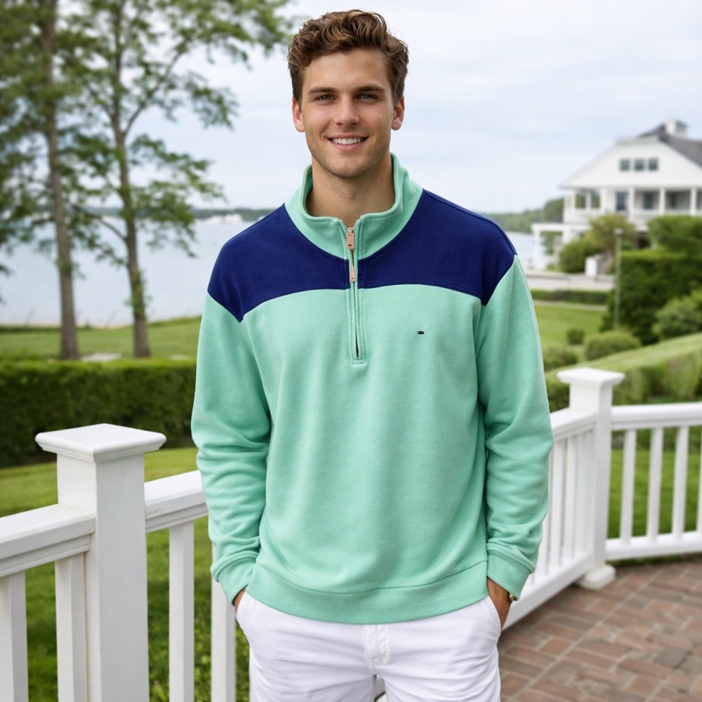 Crown & Ivy Men’s Preppy Green Pullover Sweatshirt